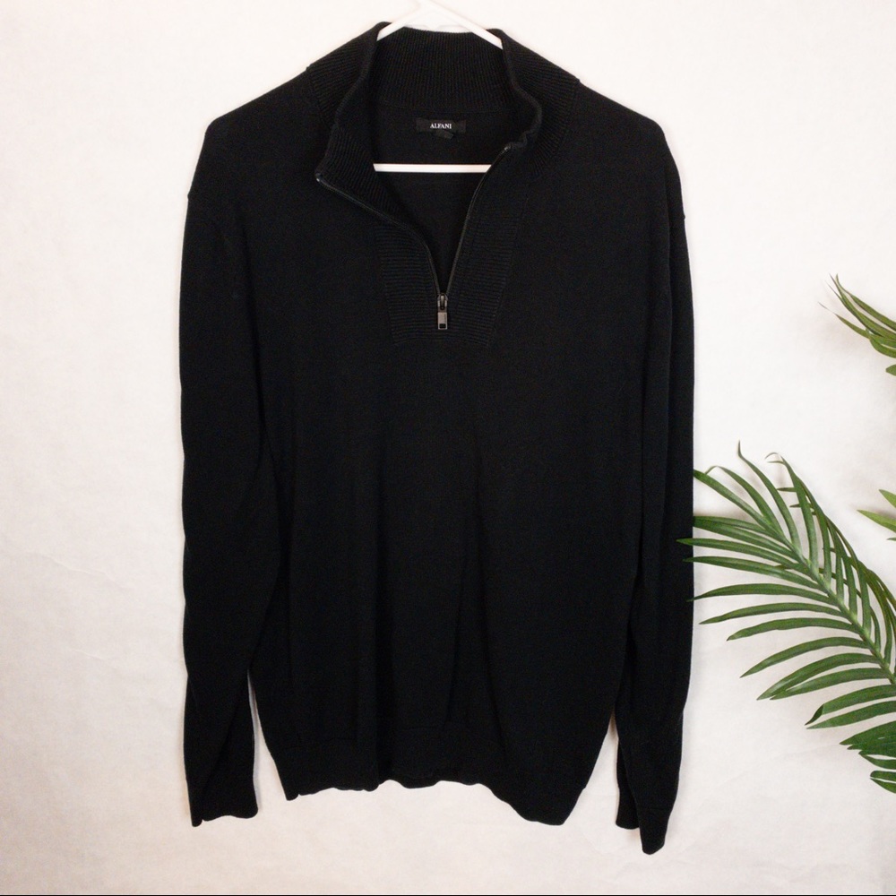 Alfani Sweater Zip Collar Knit Long Sleeve Men's